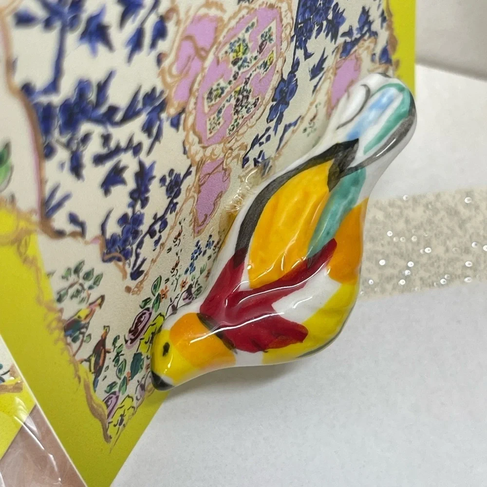 (new+tag) Tory Burch RARE bird brooch pin, porcelain painted + gold hard…